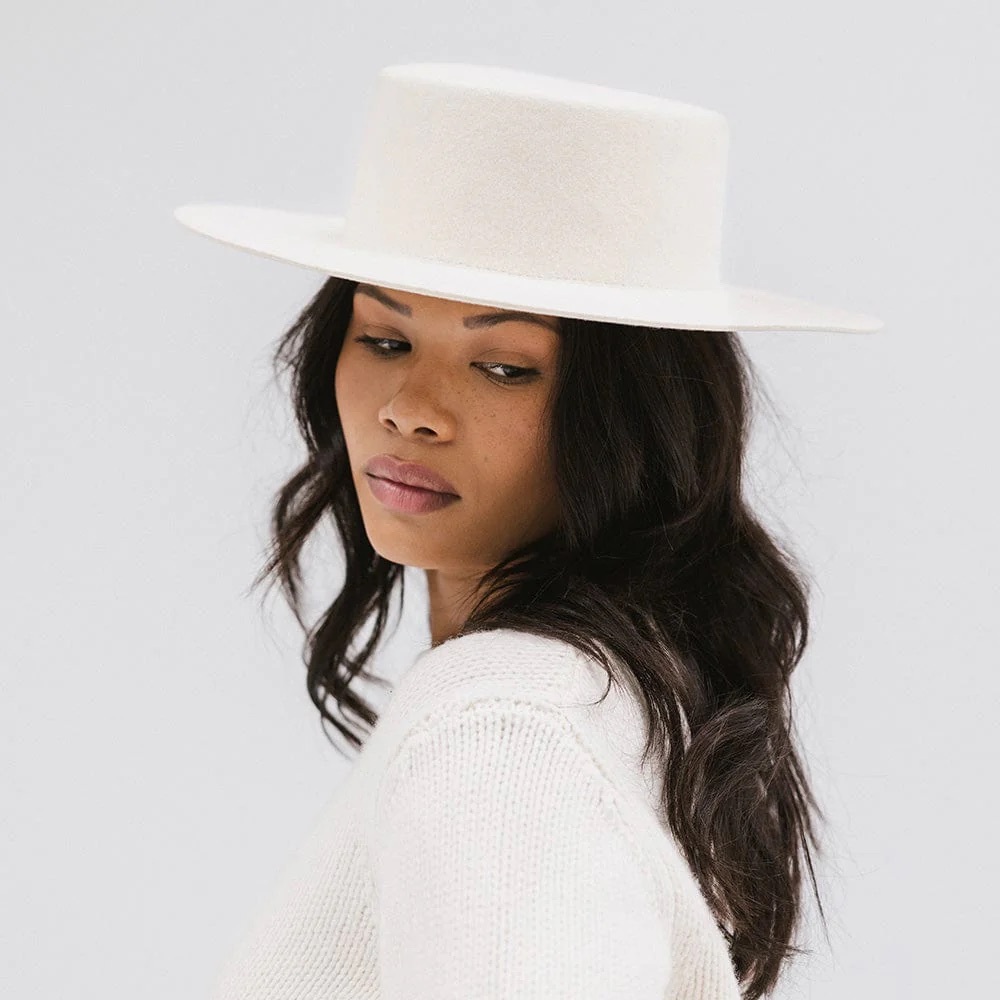 GIGI PIP Dahlia Boater Hat in Off White Size 55 (XS)